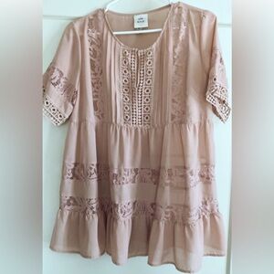 XS - Knox Rose Lace Detail Blush Blouse